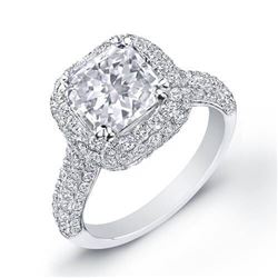 Natural 4.2 CTW Radiant Cut Diamond Engagement Ring 18KT White Gold