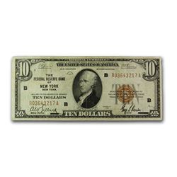 1929 (B-New York) $10 Brown Seal FRBN VF