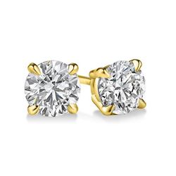 Natural 0.82 CTW Round Brilliant Cut Diamond Stud Earrings 18KT Yellow Gold