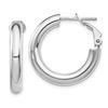 Image 1 : 14k White Gold Polished Round Hoop Earrings - 4x15 mm