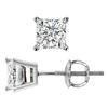 Image 1 : Natural 1.02 CTW Princess Cut Diamond Stud Earrings Push Back or Screw Back 18KT White Gold