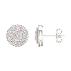 14kt Two-tone Gold Womens Round Diamond Cluster Earrings 1 Cttw