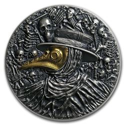 2019 Niue 2 oz Antique Silver Mask of Plague Doctor