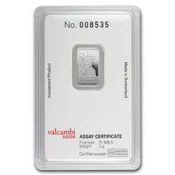 2 gram Platinum Bar - Credit Suisse (In Assay)