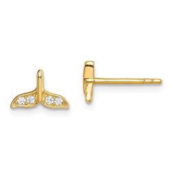 14k Cubic Zirconia Accent Whale Tail Post Earrings - 50 mm