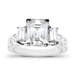 Natural 2.02 CTW Emerald Cut 3-Stone Diamond Engagement Ring 14KT White Gold