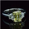 Image 1 : Natural 2.72 CTW Emerald Canary Light Yellow 3-Stone Diamond Ring 14KT Two-tone
