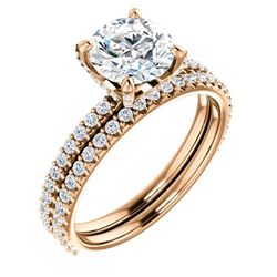 Natural 3.12 CTW Round Cut Hidden Halo Diamond Engagement Ring 18KT Rose Gold
