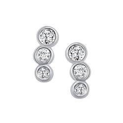 Natural 0.22 CTW Petite Bezel Diamond Earrings 14KT White Gold