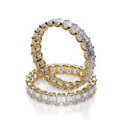 Natural 3.02 CTW U-Setting Emerald Cut Diamond Eternity Ring 14KT Yellow Gold