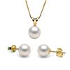 Image 2 : White Japanese Akoya Pearl Solitaire Pendant and Classic Stud Earring Set