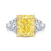 Image 3 : Natural 11.52 CTW Vivid Yellow Cushion Cut & Half Moons Diamond Ring 14KT Two-tone
