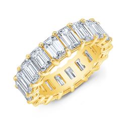 Natural 8.02 CTW Emerald Cut Diamond Eternity Ring 14KT Yellow Gold