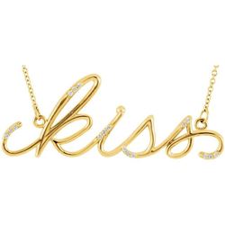Natural 0.09 CTW Diamond "Kiss" Expression Pendant Necklace 18KT White Gold