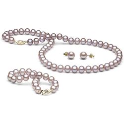 Lavender Freshwater Pearl 3-Piece Jewelry Set, 7.5-8.0mm