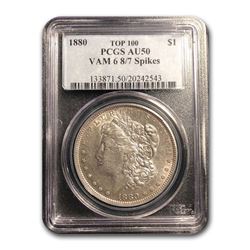 1880 Morgan Dollar 8/7 AU-50 PCGS (VAM-6)