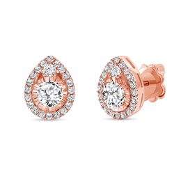 Natural 1.12 CTW Diamond Tear Drop Earrings 14KT Rose Gold