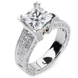 Natural 4.32 CTW Princess Cut Diamond Engagement Ring 18KT White Gold