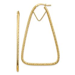 14k Yellow Gold Diamond-cut Triangle Hoop Earrings
