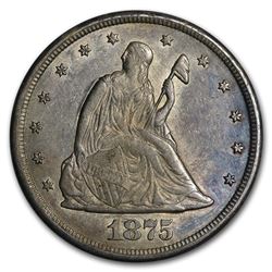 1875-CC Twenty Cent Piece AU (Toned)