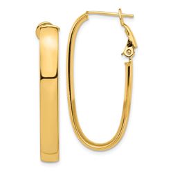 14k Yellow Gold Oval Omega Back Hoop Earrings - 5x16 mm
