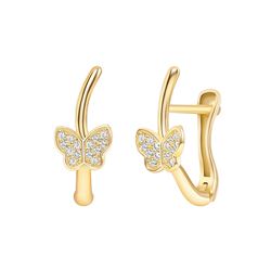 Natural 0.17 CTW Butterfly Diamond Earrings 18KT Yellow Gold