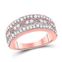 14kt Rose Gold Womens Round Diamond Fashion Twist Band Ring 5/8 Cttw