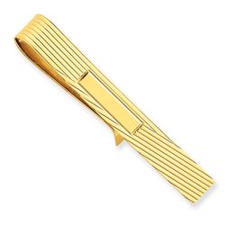14k Solid Gold Tie Bar (Pinstriped w/rectangle center)
