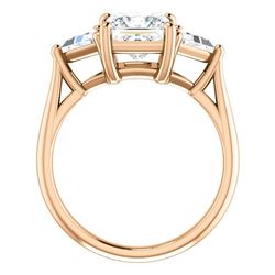 Natural 2.22 CTW Princess Cut & Trillion Cut 3-Stone Diamond Ring 18KT Rose Gold