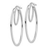 Image 2 : 14k White Gold Polished & Textured Oval Hoop Earrings