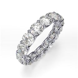 Natural 5.02 CTW U-Setting Round Brilliant Diamond Eternity Ring 18KT White Gold