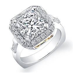 Natural 2.75 CTW Radiant Cut Diamond Engagement Ring 18KT White Gold