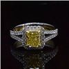 Image 1 : Natural 2.34 CTW Canary Intense Yellow Halo Radiant Cut Diamond Ring 14KT Two-tone