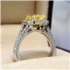 Image 4 : Natural 2.34 CTW Canary Intense Yellow Halo Radiant Cut Diamond Ring 14KT Two-tone
