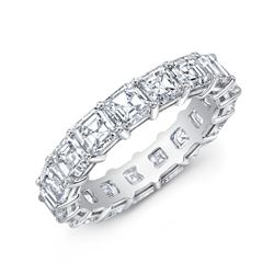 Natural 5.02 CTW Asscher Cut Diamond Eternity Band Wedding Ring 14KT White Gold