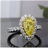 Image 1 : Natural 2.62 CTW Halo Canary Yellow Pear Shape Diamond Ring 14KT Two-tone
