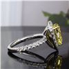 Image 4 : Natural 2.62 CTW Halo Canary Yellow Pear Shape Diamond Ring 14KT Two-tone