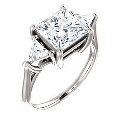 Natural 3.32 CTW 3-Stone Princess Cut & Trillions Diamond Ring 14KT White Gold