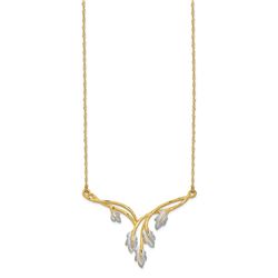 14K & White Rhodium Diamond-cut Leaf Necklace - 17.5 in.