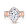 Image 3 : Natural 2.57 CTW Halo Pear Cut Tear Drop Split Shank Diamond Ring 14KT Rose Gold