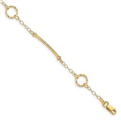 14k Yellow Gold Polished & Textured Circles Bracelet - 7 in.