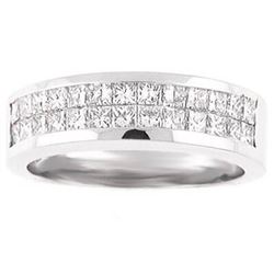 Natural 2.37 CTW Men's Princess Cut Diamond Wedding Band 18KT White Gold