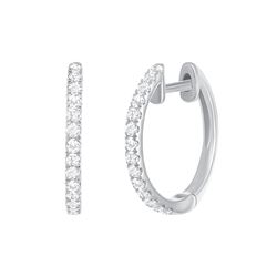 Natural 0.26 CTW Diamond Huggie Hoops 14KT White Gold