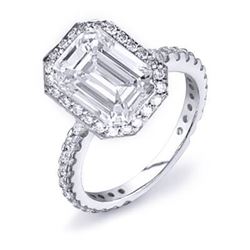 Natural 2.97 CTW Emerald Cut Diamond Engagement Ring 14KT White Gold