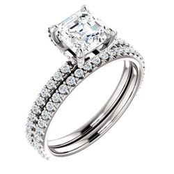 Natural 2.32 CTW Halo Asscher Cut Diamond Ring 18KT White Gold