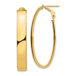 14k Yellow Gold Omega Back Oval Hoop Earrings - 7x20 mm