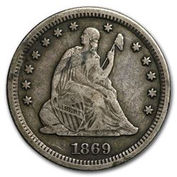 1869-S Liberty Seated Quarter VF