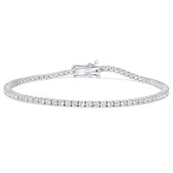Natural 2.02 CTW Tennis Diamond Bracelet 14KT White Gold