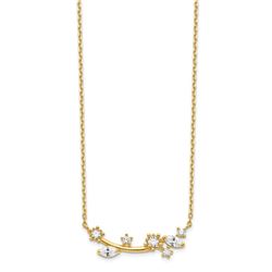 14k Yellow Gold Flower w/ Crystal CZ Necklace - 20 in.