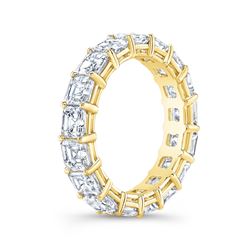 Natural 8.02 CTW Asscher Cut Diamond Eternity Band 14KT Yellow Gold
